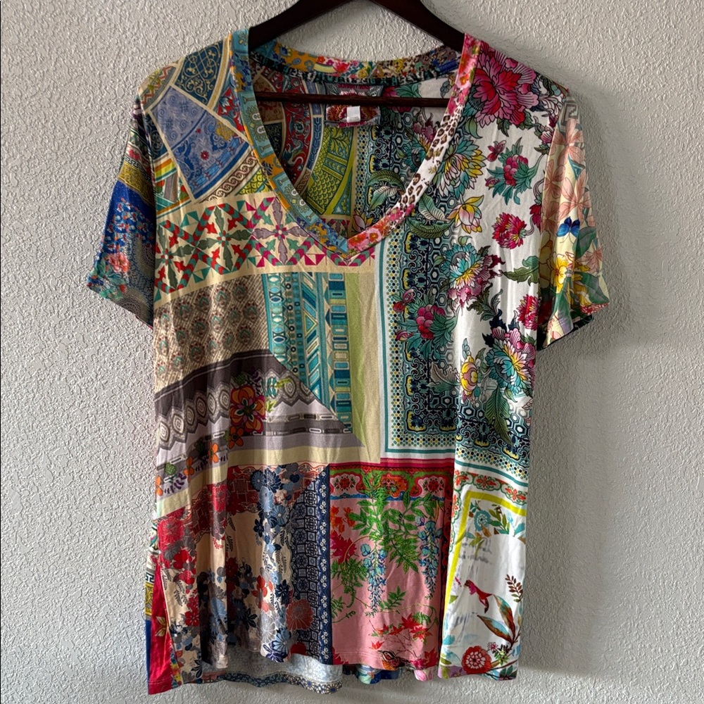 Johnny Was Annika Patchwork Tee, Medium - image 2